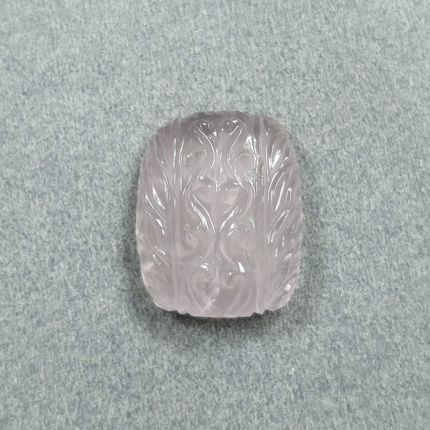 PINK ROSE QUARTZ Gemstone Carving : 28.20cts Natural Untreated Quartz Cushion Shape Both Side Hand Carved 23*19mm