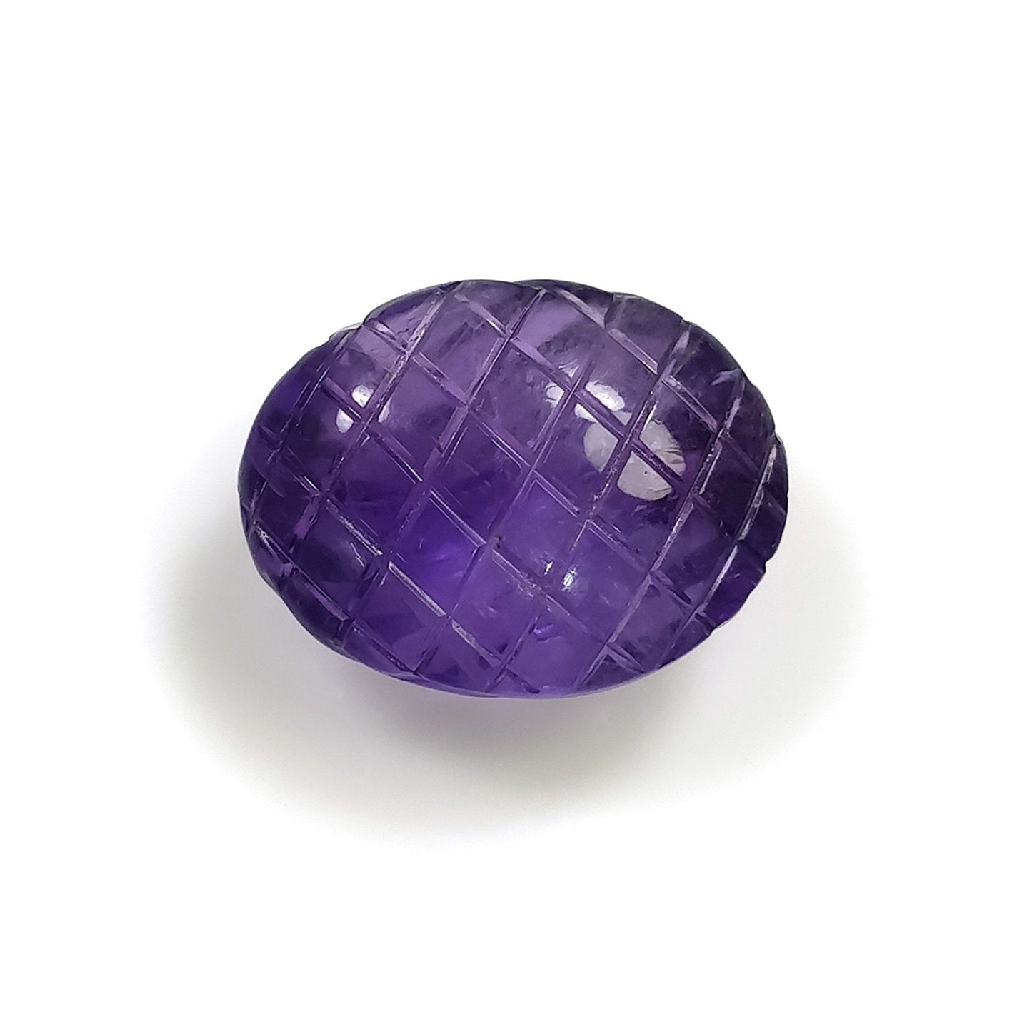 Purple AMETHYST Gemstone Carving : 22.55cts Natural Untreated Amethyst Hand Carved Both Side Oval Shape 21*16mm (With Video)