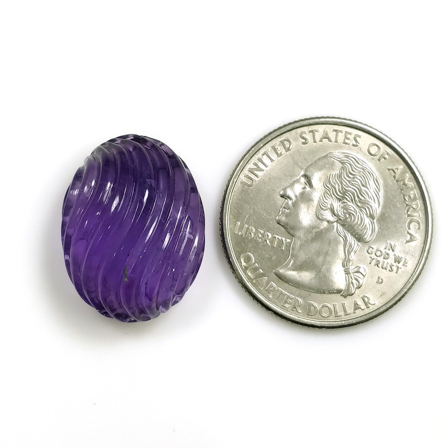 Purple AMETHYST Gemstone Carving : 22.55cts Natural Untreated Amethyst Hand Carved Both Side Oval Shape 21*16mm (With Video)