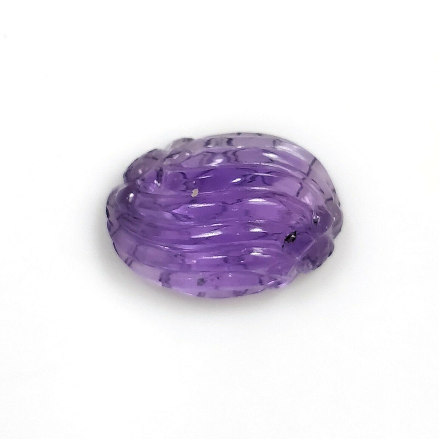 8.40cts Natural Untreated PURPLE AMETHYST Gemstone Oval Shape Both Side Hand Carved 17*12mm (With Video)