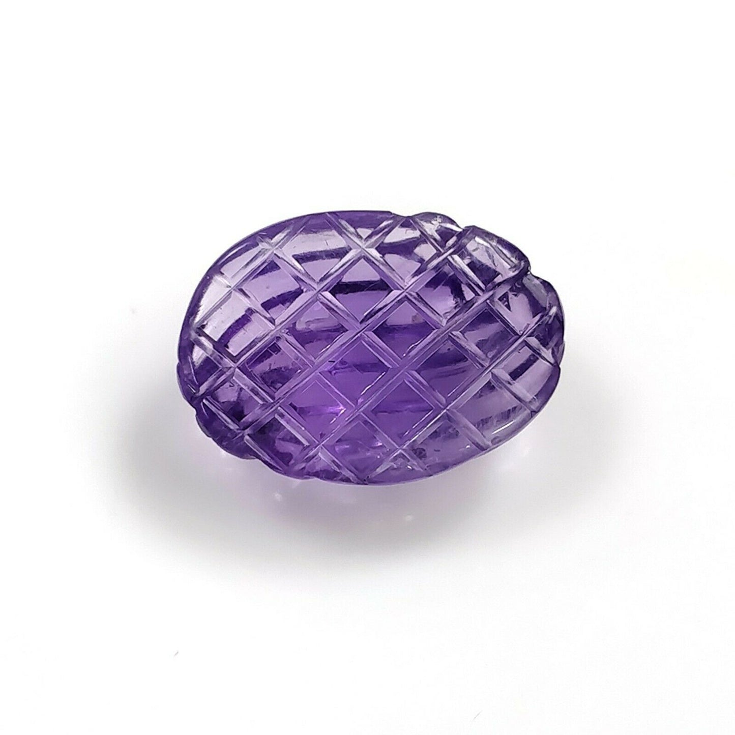 8.40cts Natural Untreated PURPLE AMETHYST Gemstone Oval Shape Both Side Hand Carved 17*12mm (With Video)