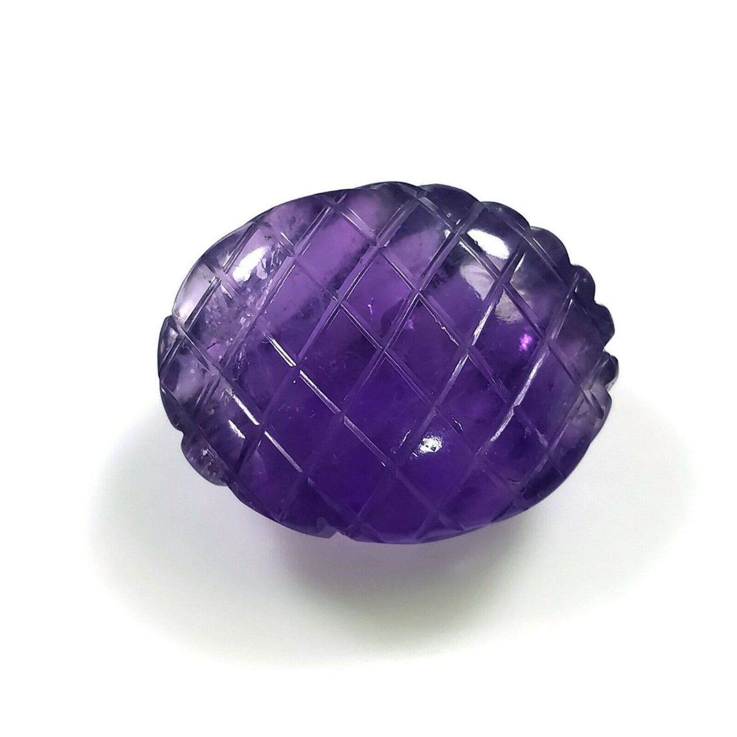Purple AMETHYST Gemstone Carving : 27.30cts Natural Untreated Amethyst Hand Carved Oval Shape 21*17mm (With Video)