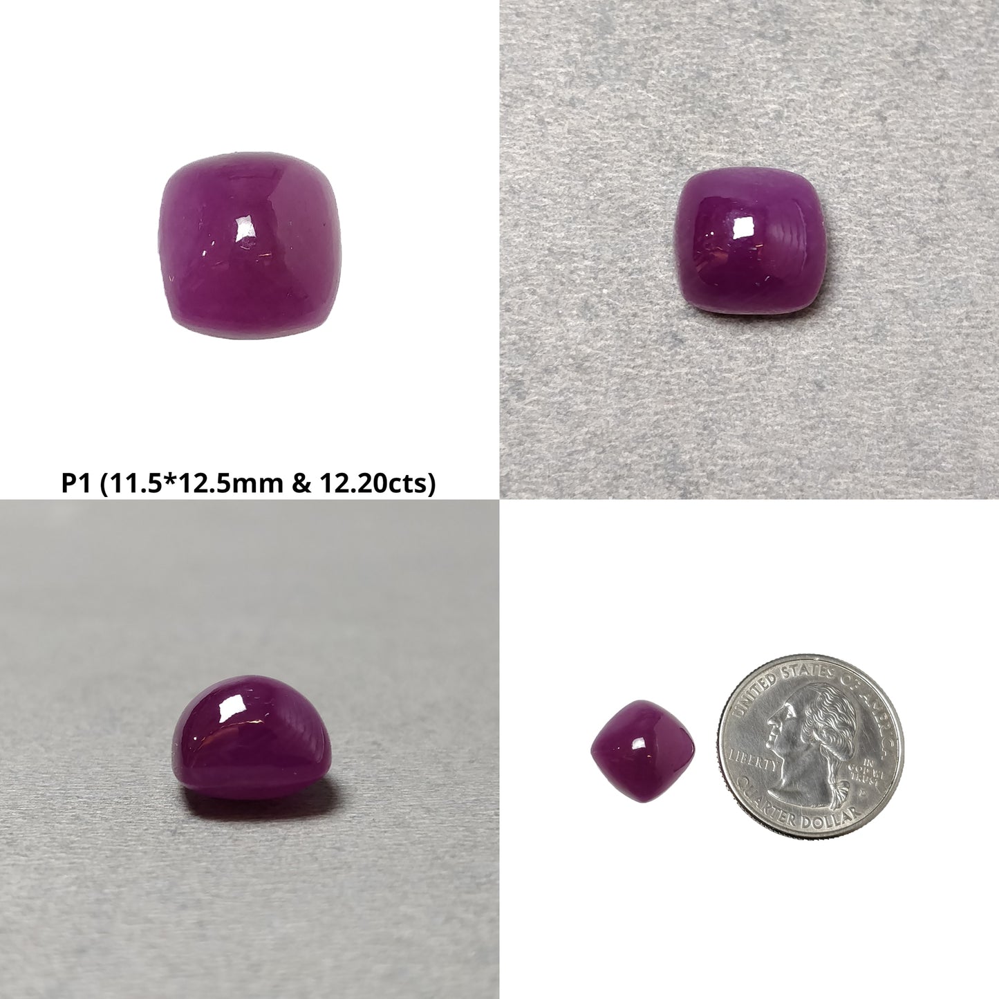 Ruby Gemstone Cabochon : Natural Untreated Unheated Ruby Cushion & Triangle Shape 1pc