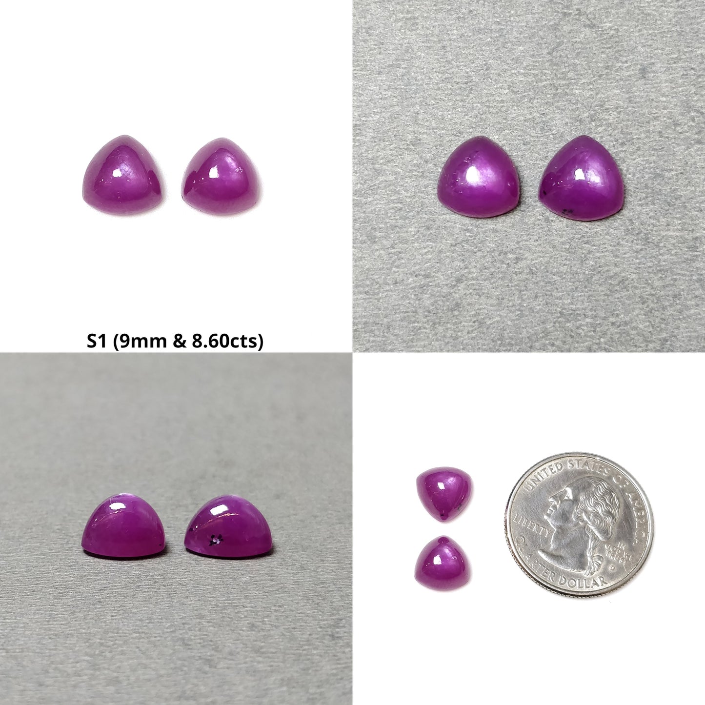 Ruby Gemstone Cabochon : Natural Untreated Unheated Ruby Round Oval & Triangle Shape Sets