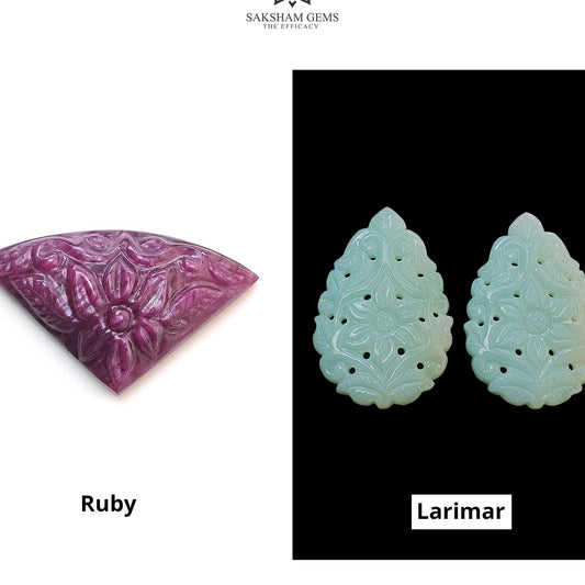 Ruby & Larimar Gemstone Carving
