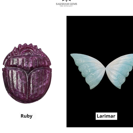 Ruby & Larimar Gemstone Carving