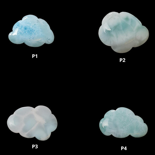 BLUE LARIMAR Gemstone Carving : Natural Untreated Unheated Larimar Bi-Color Hand Carved Cloud