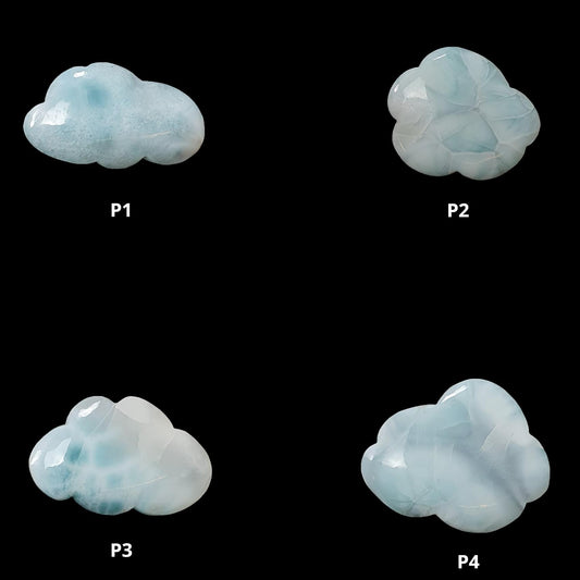 BLUE LARIMAR Gemstone Carving : Natural Untreated Unheated Larimar Bi-Color Hand Carved Cloud