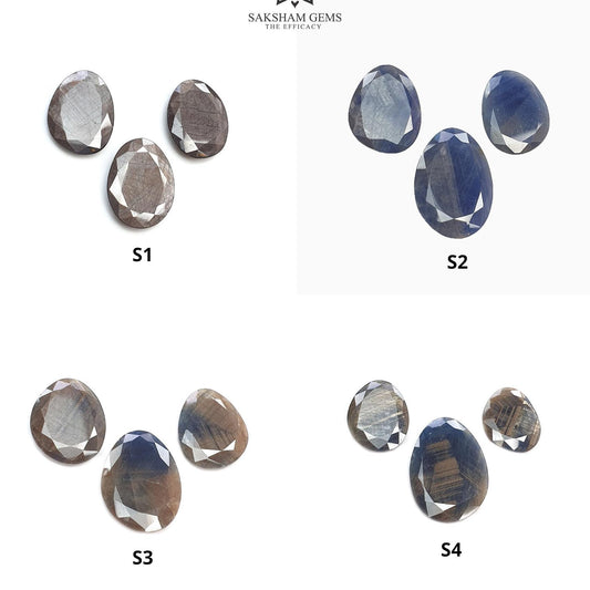 Chocolate & Blue Silver Sheen Sapphire Gemstone Normal Cut : Natural Untreated Golden Brown Sapphire Egg Shape 3pcs Set