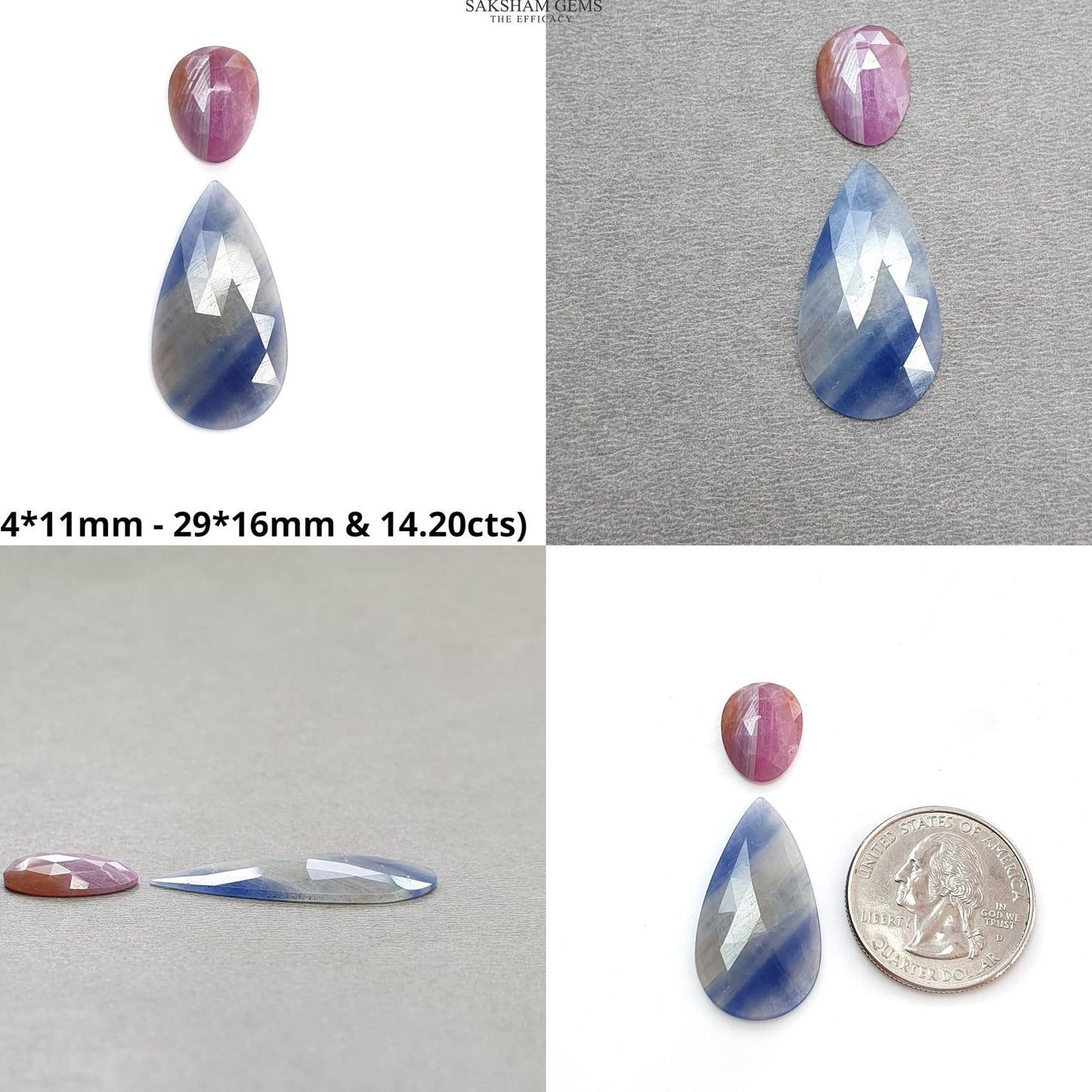 Multi & Blue Sapphire Gemstone Rose And Checker Cut : Natural Untreated Unheated Sapphire Multi Color Pear Oval Hexagon Shape Set