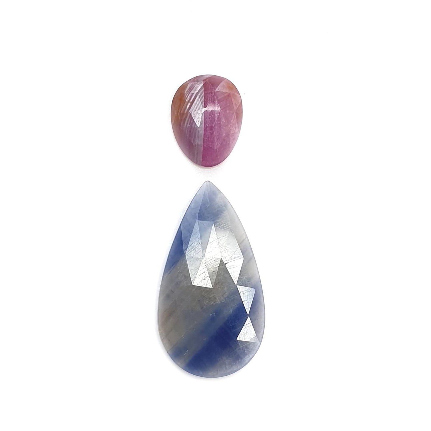 Multi & Blue Sapphire Gemstone Rose And Checker Cut : Natural Untreated Unheated Sapphire Multi Color Pear Oval Hexagon Shape Set