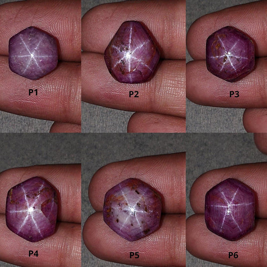 Johnson Star Ruby Gemstone Cabochon : 16cts - 32cts Natural Untreated Unheated Red 6Ray Star Ruby Hexagon Shape