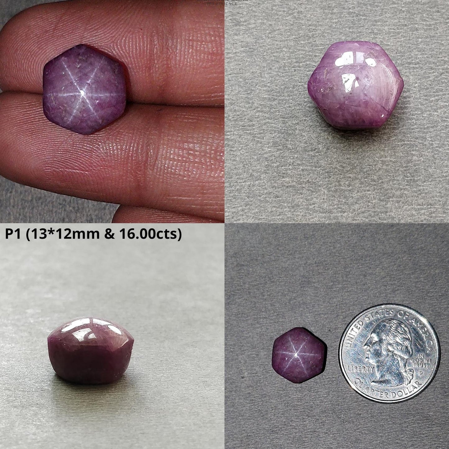 Johnson Star Ruby Gemstone Cabochon : 16cts - 32cts Natural Untreated Unheated Red 6Ray Star Ruby Hexagon Shape