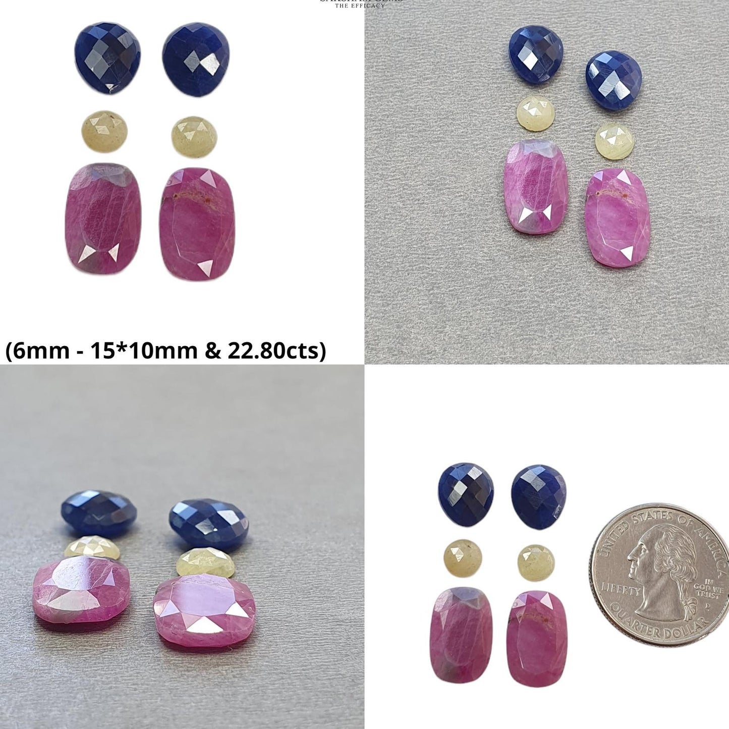 Ruby & Blue Green Sapphire Gemstone Normal And Rose Cut : Natural Untreated Unheated Ruby Sapphire Oval Multi Shape Sets