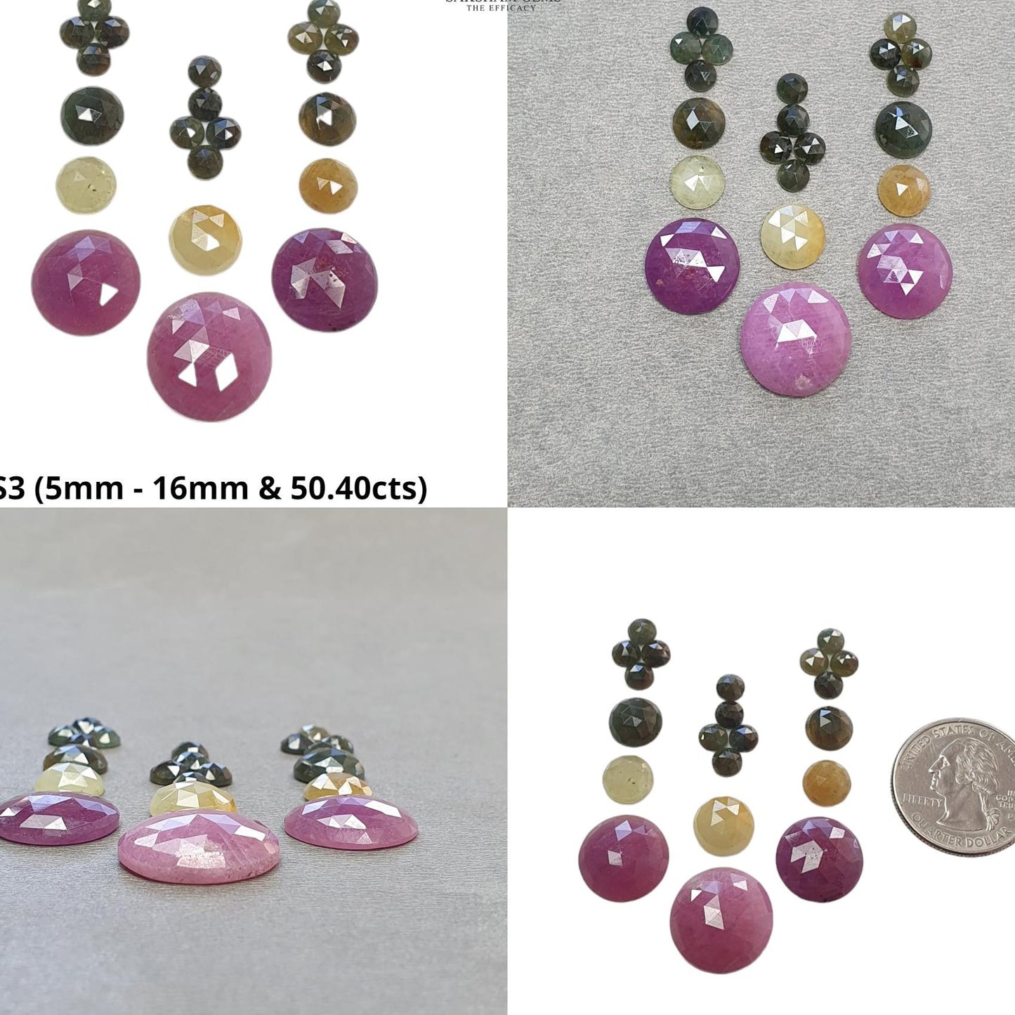 Ruby & Blue Green Sapphire Gemstone Normal And Rose Cut : Natural Untreated Unheated Ruby Sapphire Oval Multi Shape Sets