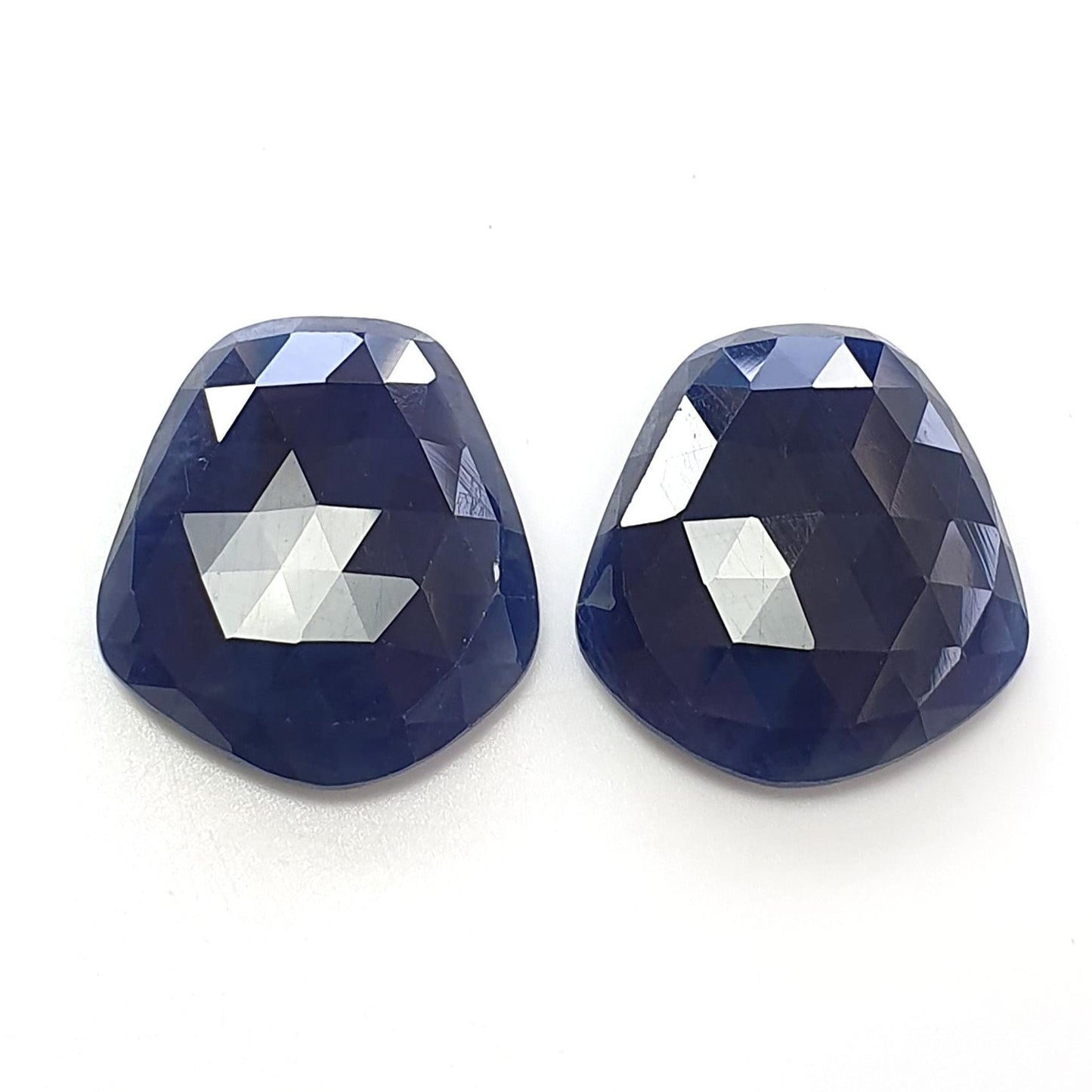 Blue Sapphire Gemstone Normal Cut : Natural Untreated Unheated Both Side Faceted Sapphire Uneven Shape Pair