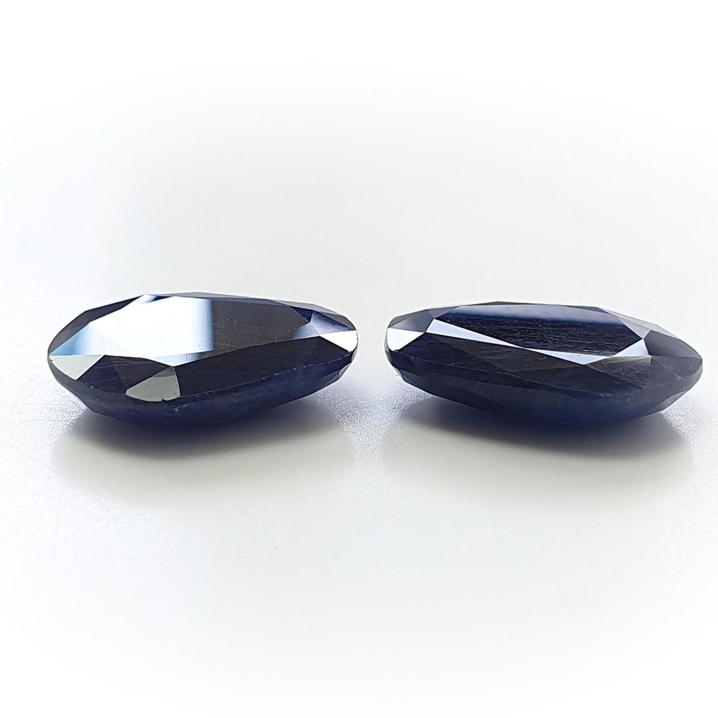 Blue Sapphire Gemstone Normal Cut : Natural Untreated Unheated Both Side Faceted Sapphire Uneven Shape Pair