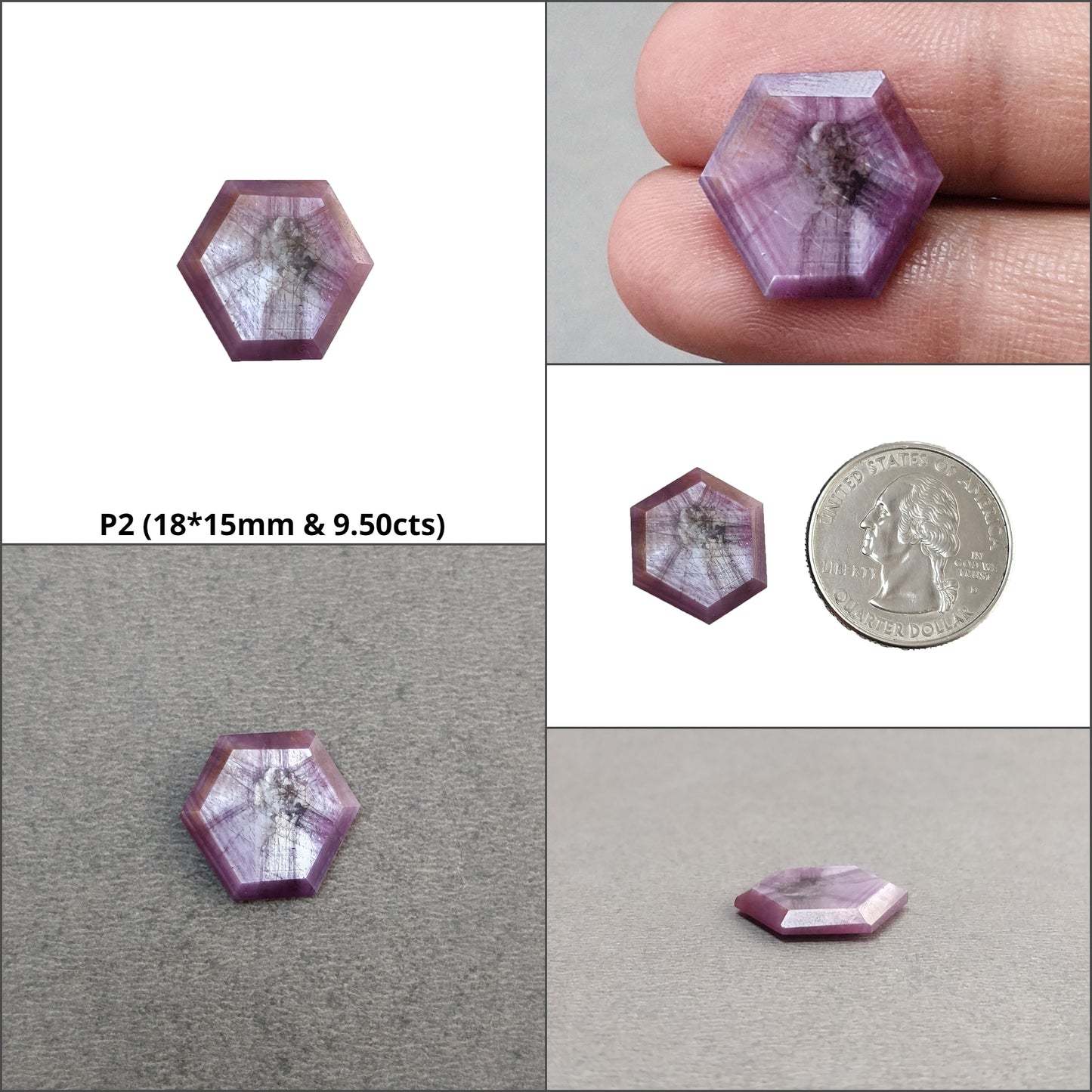 Sapphire TRAPICHE Normal Cut : Natural Untreated Raspberry Pink Sheen Sapphire Gemstone 6Ray Trapiche Hexagon Shape