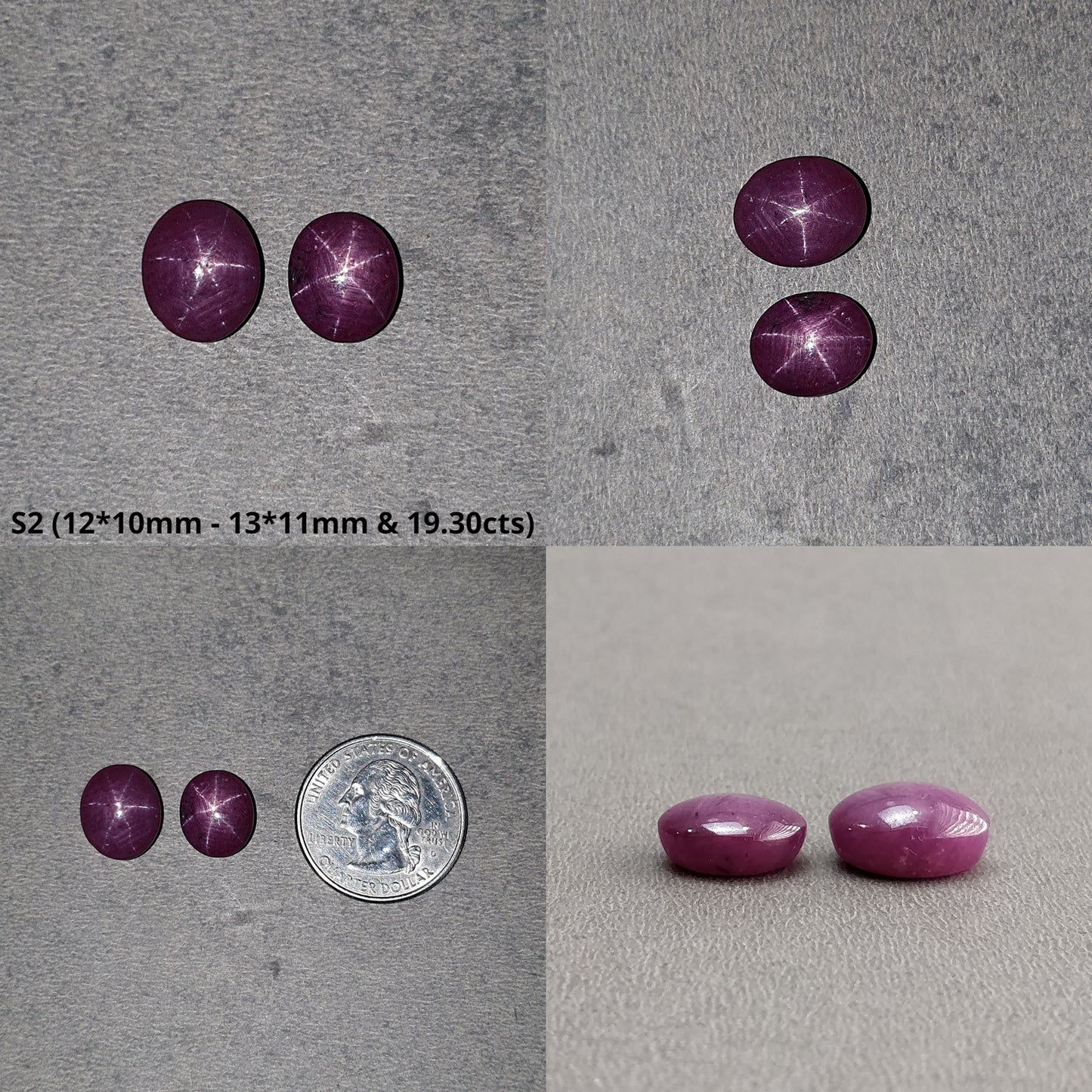 Star Ruby Gemstone Cabochon : 19cts - 35cts Natural Untreated Unheated Red 6Ray Star Ruby Oval Shape Sets