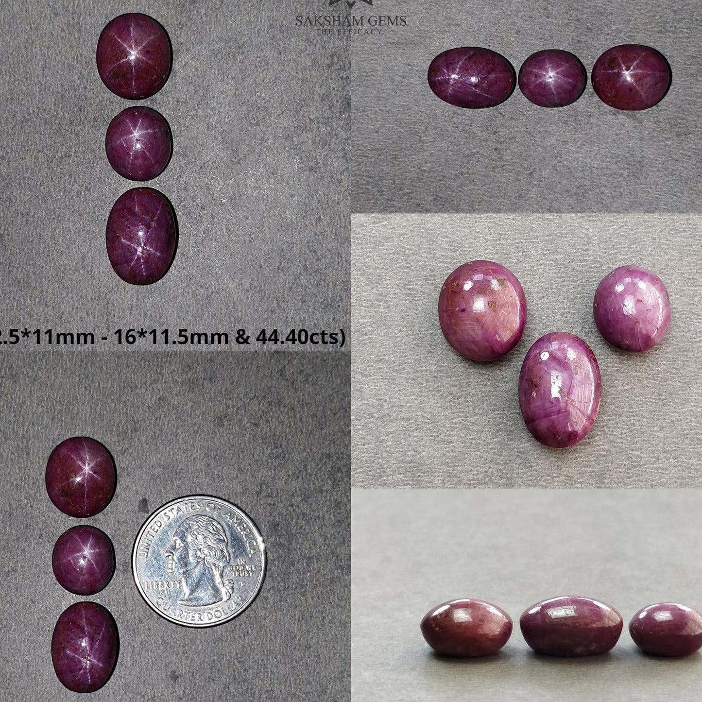 Star Ruby & Sapphire Gemstone Cabochon : Natural Untreated Unheated 6Ray Star Ruby And Chocolate Sapphire Oval And Round Shape Sets