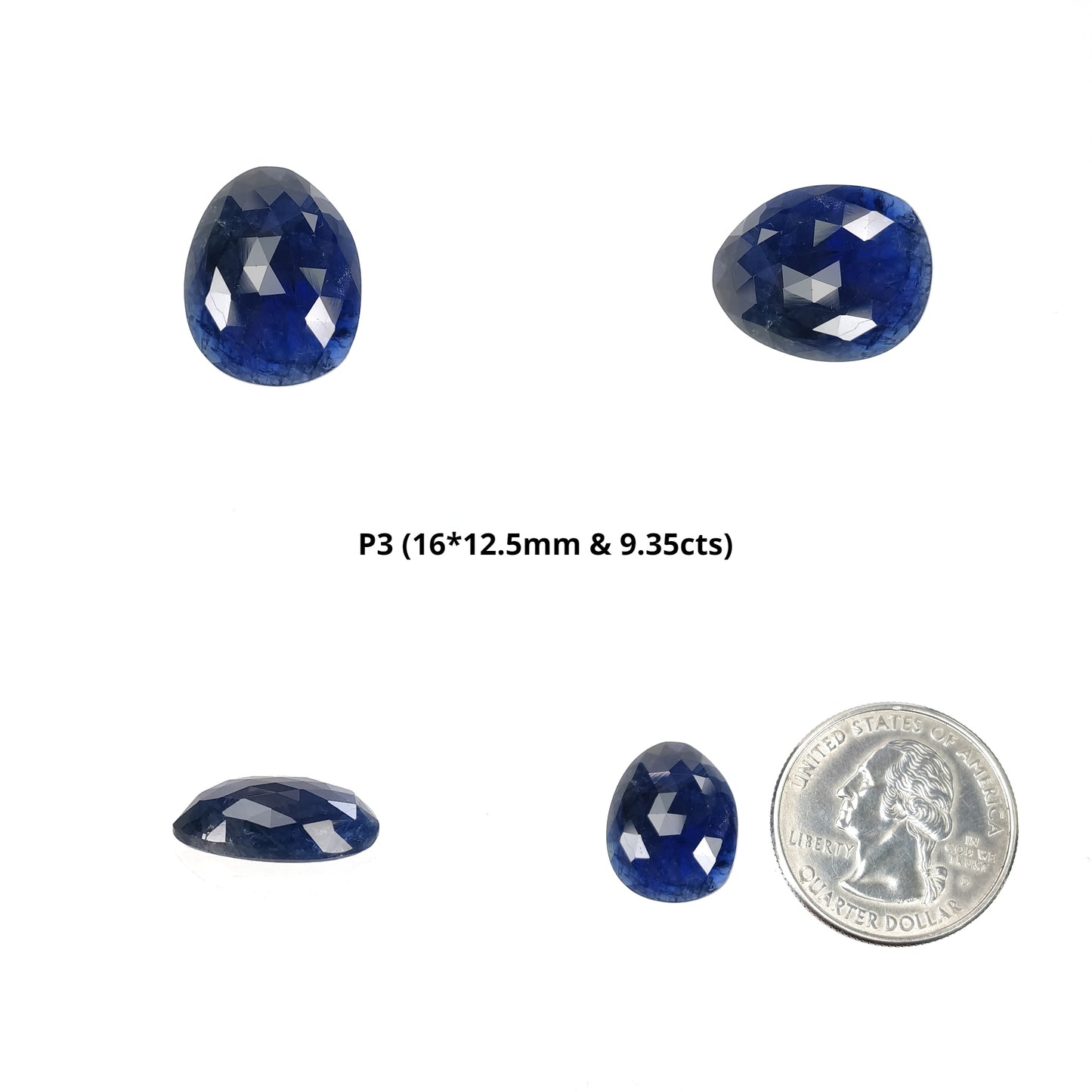 Sapphire Gemstone Rose Cut : Natural Untreated Unheated Blue Sapphire Cushion Uneven Shape