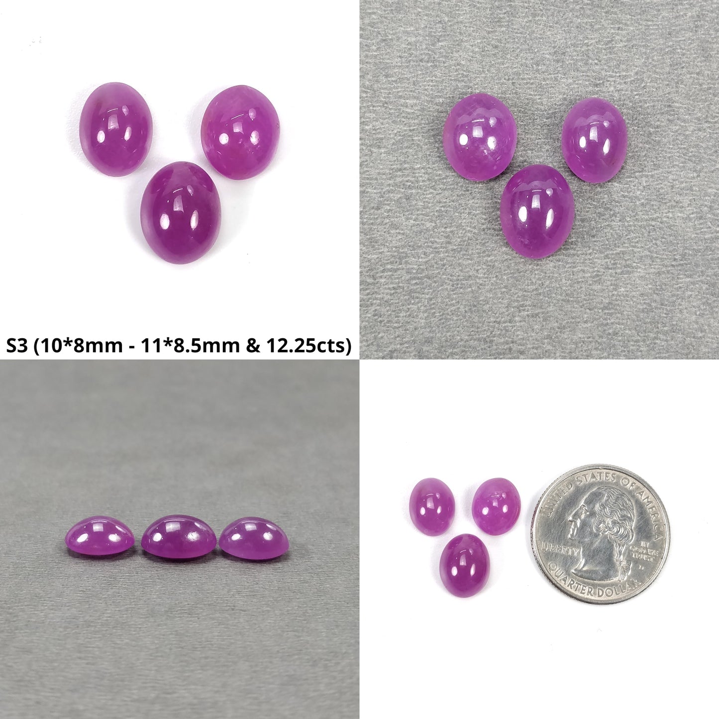 Purple Pink Ruby Gemstone Cabochon : Natural Untreated Unheated Ruby Oval Shape Sets