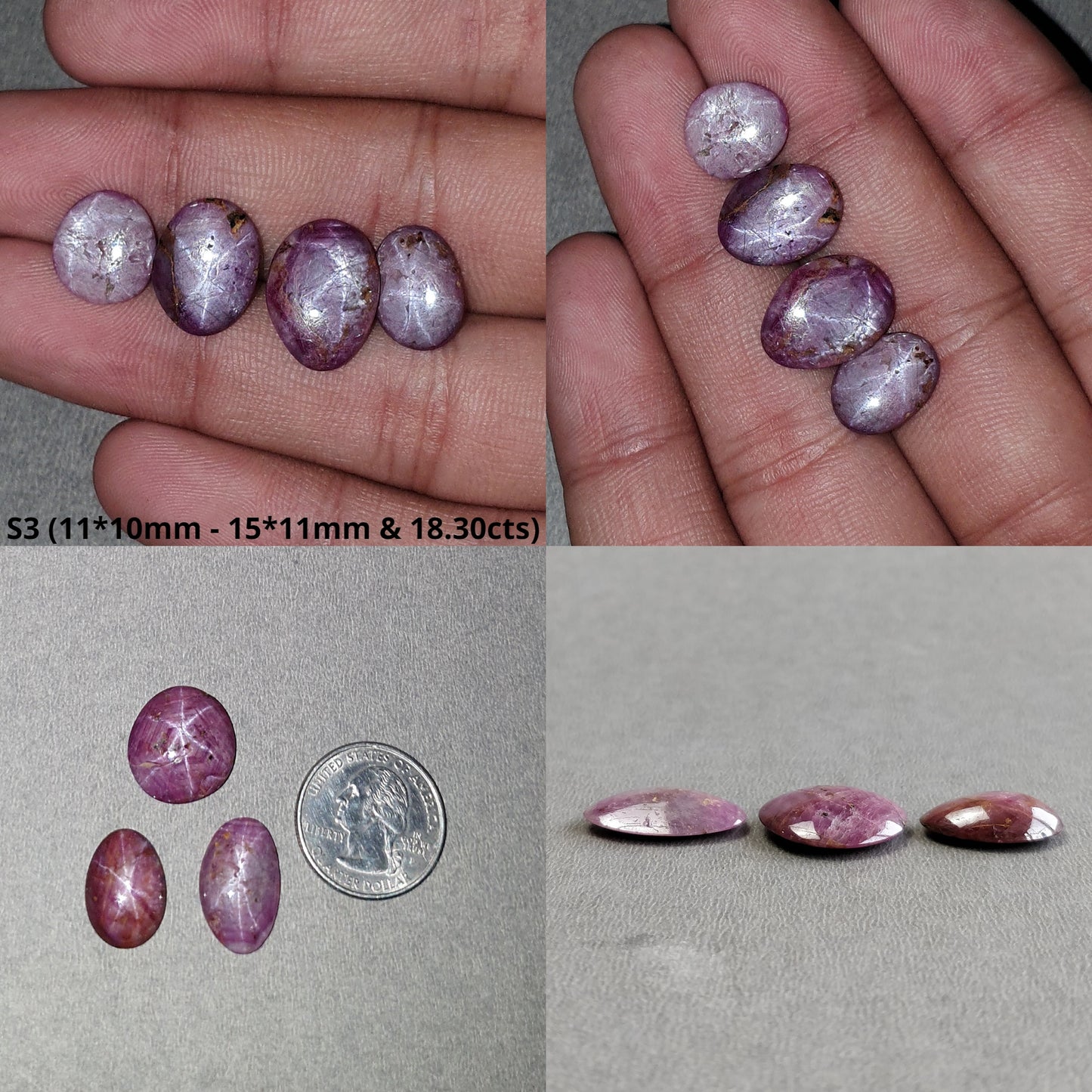 Johnson Star Ruby Gemstone Cabochon : 15cts - 32cts Natural Untreated Unheated 6Ray Star Ruby Uneven Shape Sets