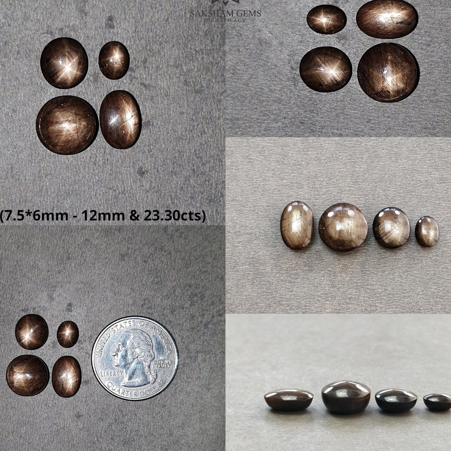 Star Ruby & Sapphire Gemstone Cabochon : Natural Untreated Unheated 6Ray Star Ruby And Chocolate Sapphire Oval And Round Shape Sets