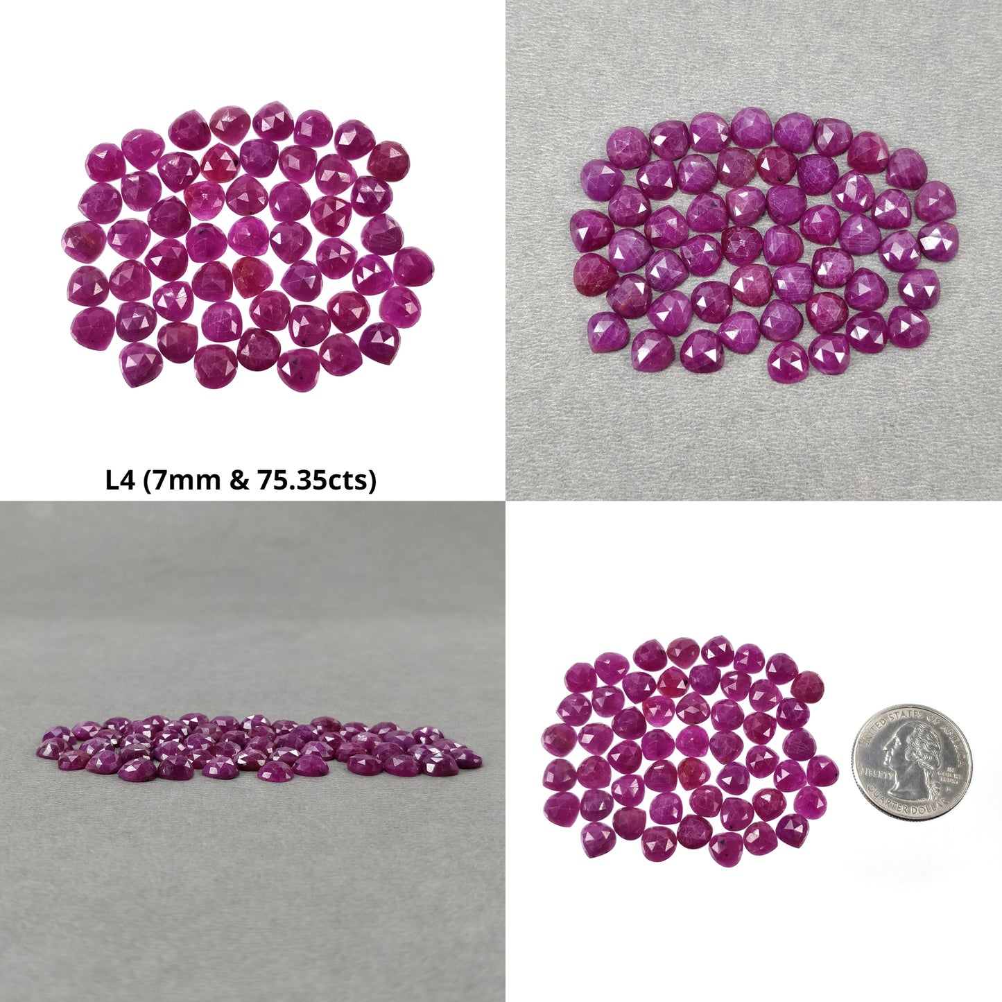 Red RUBY Gemstone Rose Cut : Natural Untreated Unheated Ruby Heart Shape Lots
