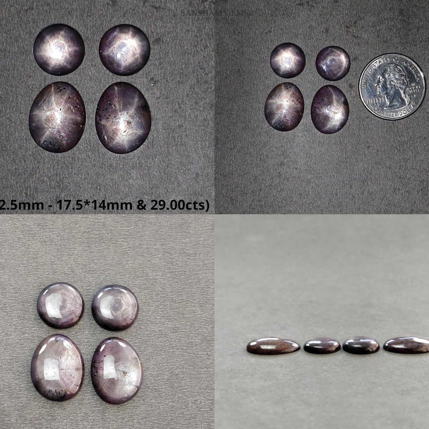 Star Ruby & Sapphire Gemstone Cabochon : Natural Untreated Unheated 6Ray Star Ruby And Chocolate Sapphire Oval And Round Shape Sets