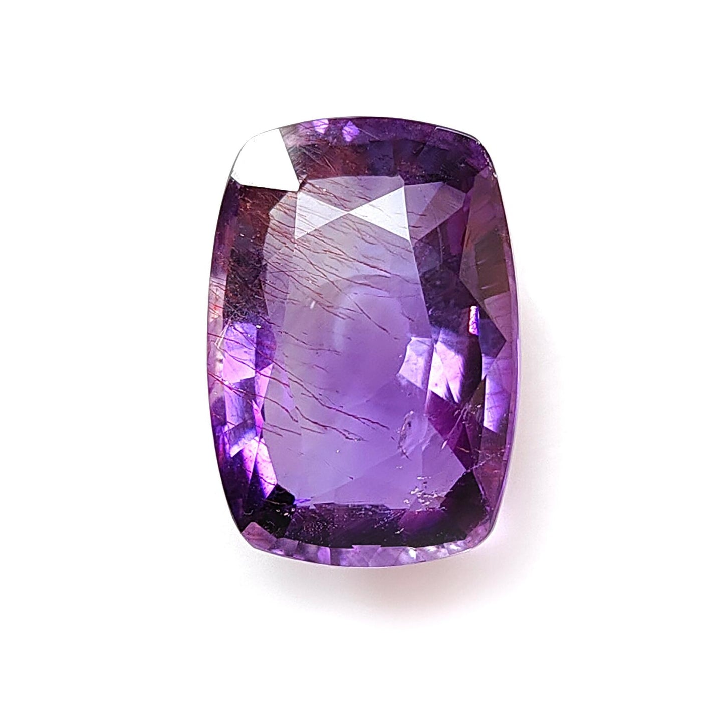 Rutile Amethyst Quartz Gemstone Faceted Cut: Natural Untreated Purple Amethyst Heart, Cushion Shape 1pc for Jewelry February Birthstone