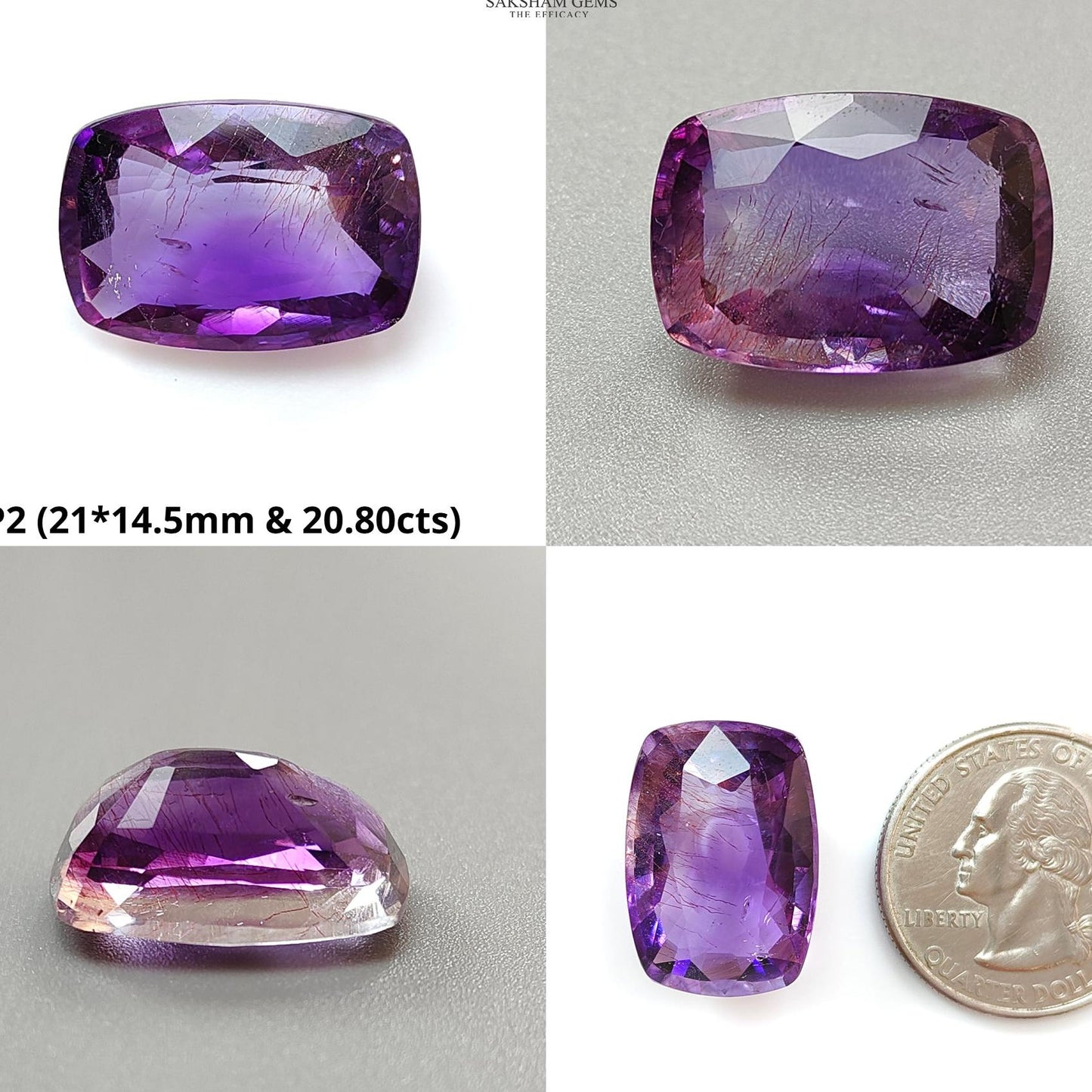 Rutile Amethyst Quartz Gemstone Faceted Cut: Natural Untreated Purple Amethyst Heart, Cushion Shape 1pc for Jewelry February Birthstone