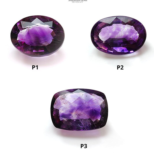 Rutile Amethyst Quartz Gemstone Faceted Cut: Natural Untreated Purple Amethyst Oval, Cushion Shape 1pc for Jewelry February Birthstone