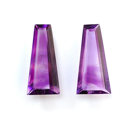 Rutile Amethyst Quartz Gemstone Faceted Cut: 13.40cts Natural Untreated Purple Amethyst Fancy Shape 22*10mm Pair February Birthstone