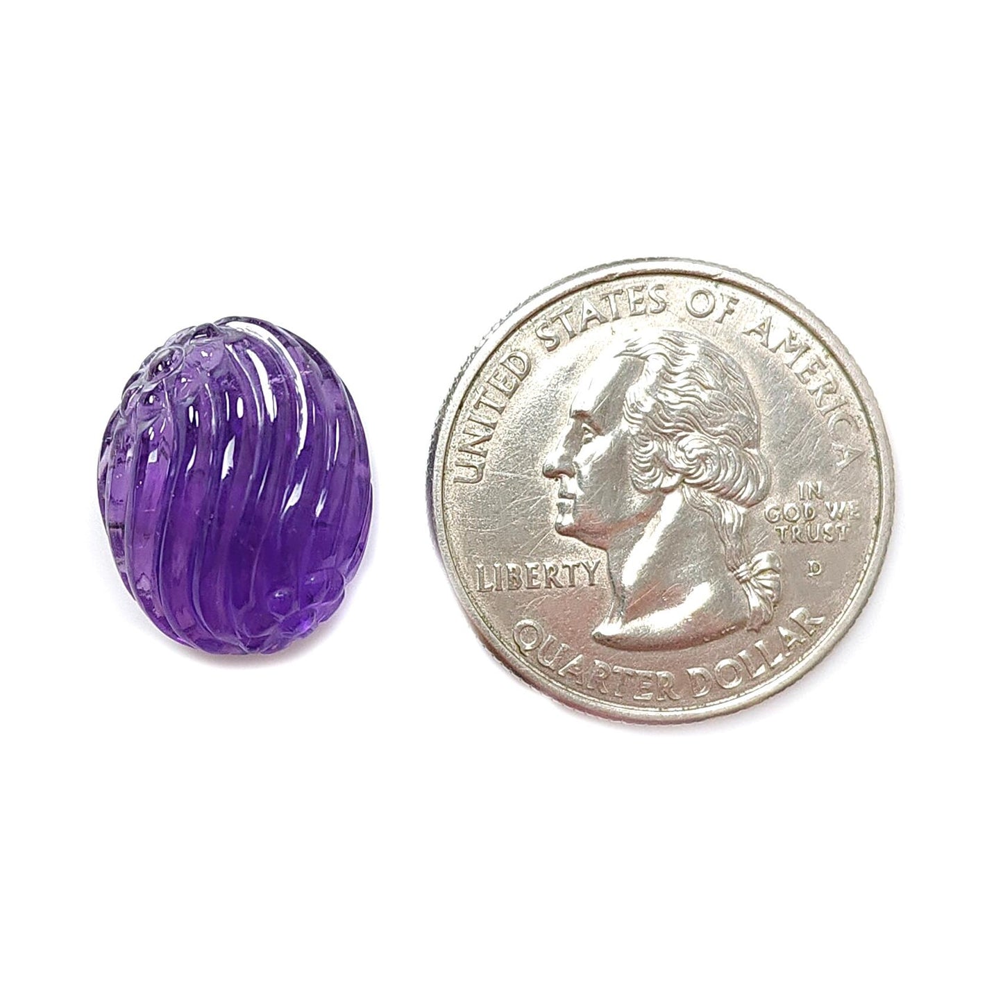 Purple Amethyst Quartz Gemstone Carving: Natural Untreated Unheated Amethyst Hand Carved Oval Shape 1pc for Jewelry February Birthstone