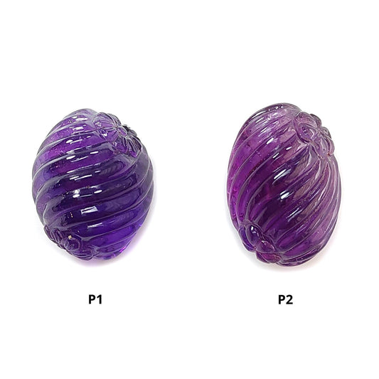 Purple Amethyst Quartz Gemstone Carving: Natural Untreated Unheated Amethyst Hand Carved Oval Shape 1pc for Jewelry February Birthstone