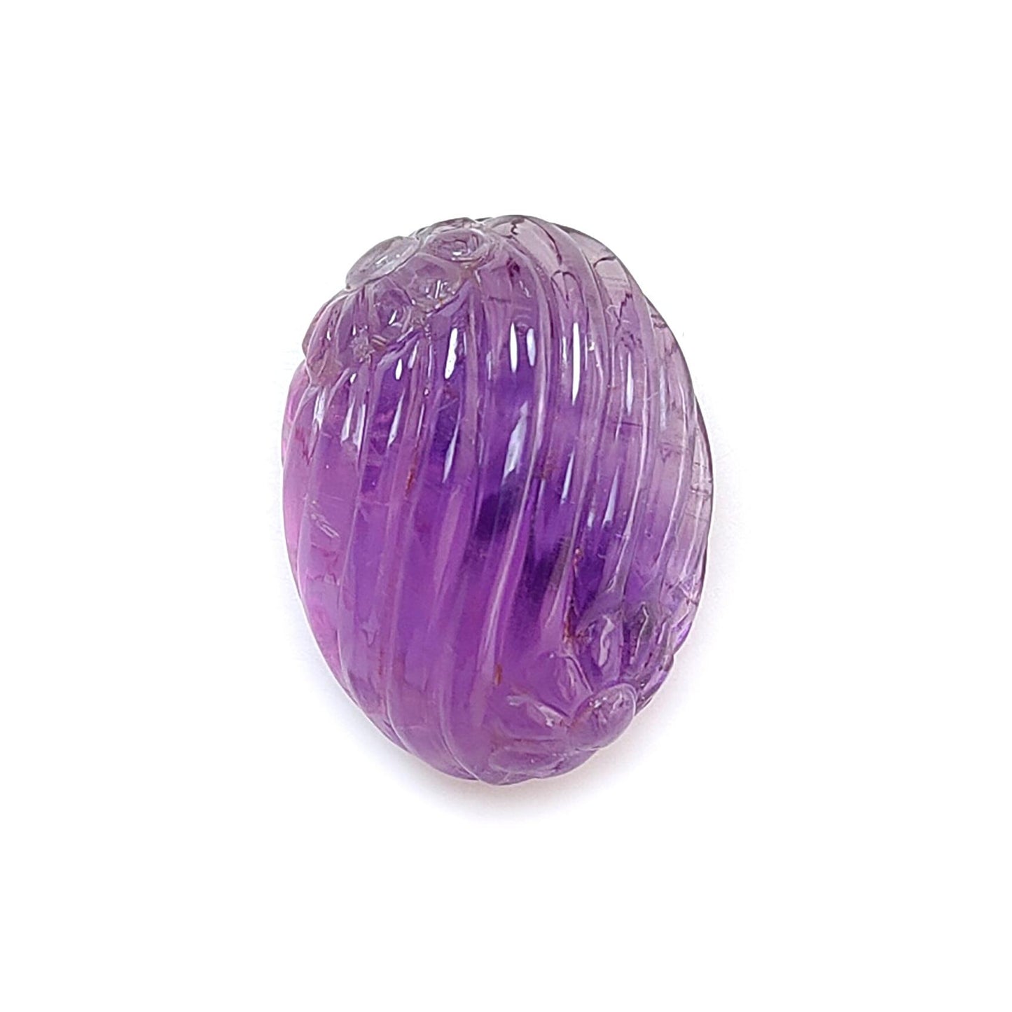 Purple Amethyst Quartz Gemstone Carving: Natural Untreated Unheated Amethyst Hand Carved Oval Shape 1pc for Jewelry February Birthstone