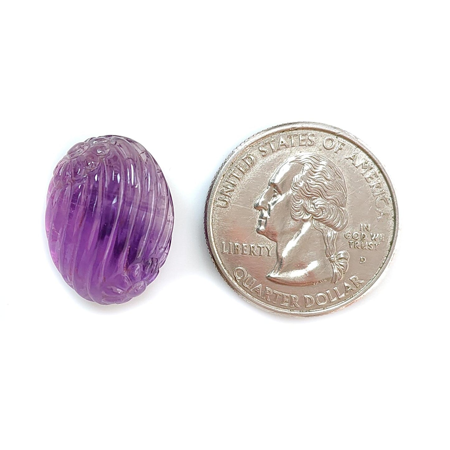 Purple Amethyst Quartz Gemstone Carving: Natural Untreated Unheated Amethyst Hand Carved Oval Shape 1pc for Jewelry February Birthstone