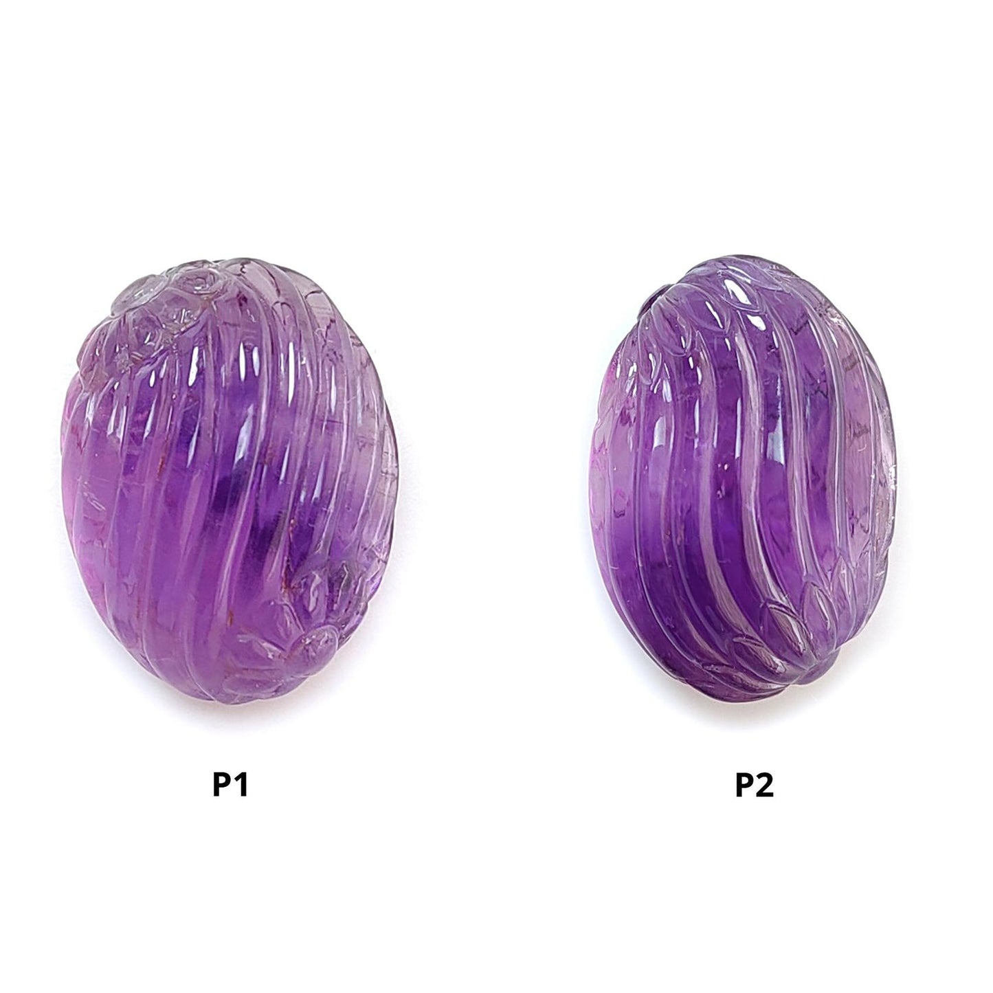 Purple Amethyst Quartz Gemstone Carving: Natural Untreated Unheated Amethyst Hand Carved Oval Shape 1pc for Jewelry February Birthstone