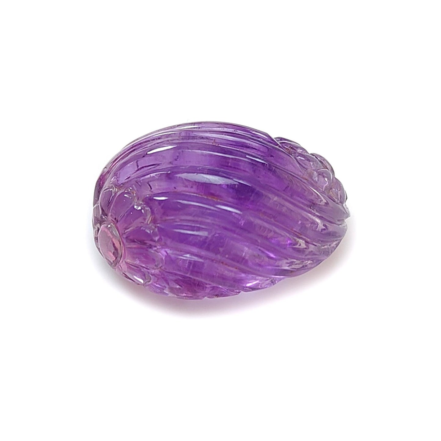 Purple Amethyst Quartz Gemstone Carving: Natural Untreated Unheated Amethyst Hand Carved Oval Shape 1pc for Jewelry February Birthstone