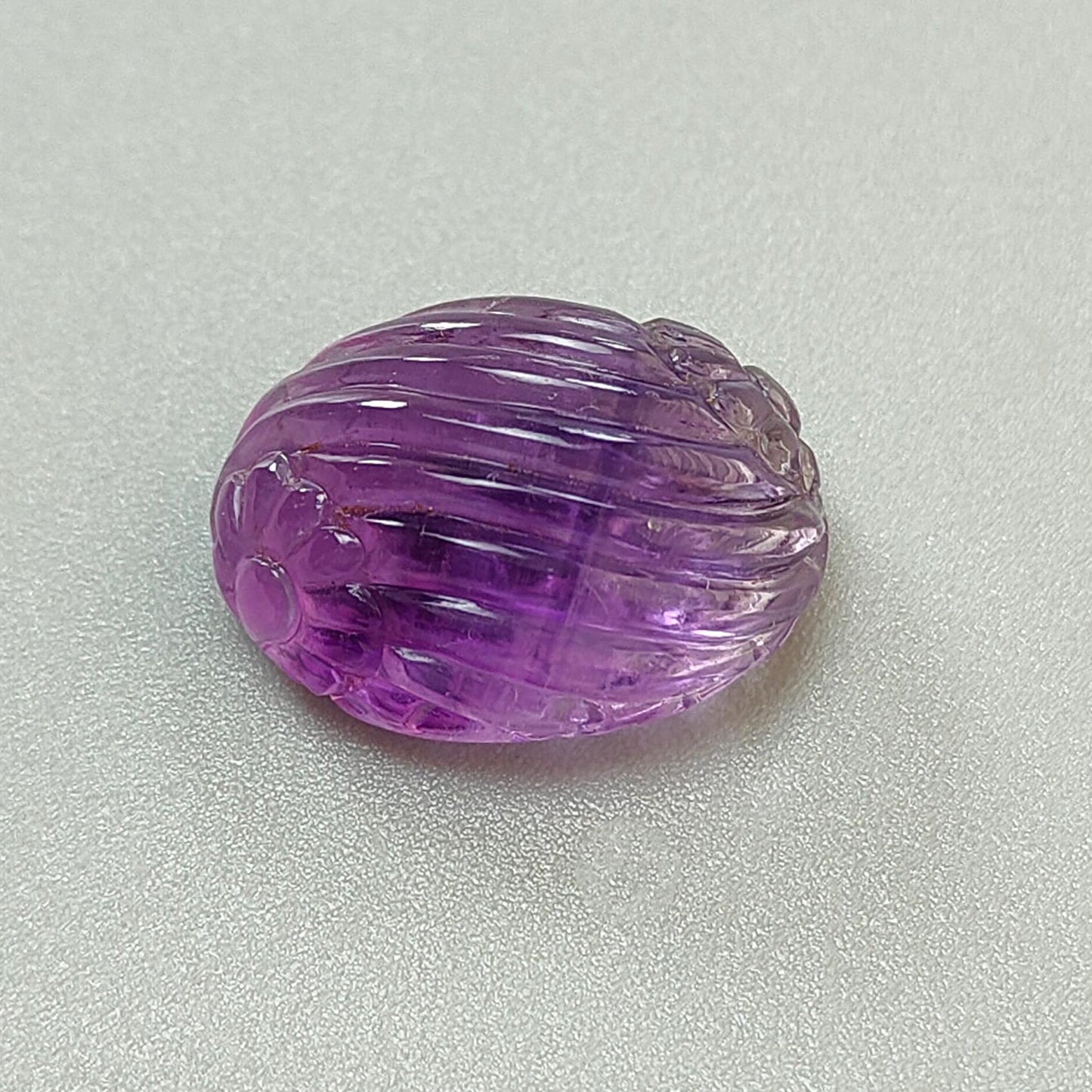 Purple Amethyst Quartz Gemstone Carving: Natural Untreated Unheated Amethyst Hand Carved Oval Shape 1pc for Jewelry February Birthstone