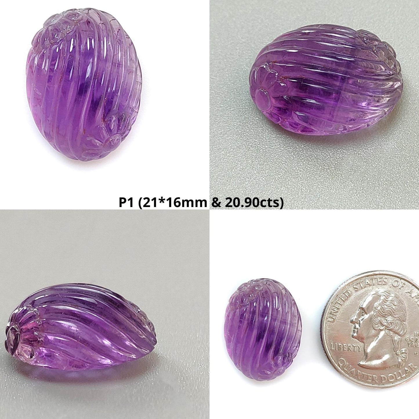 Purple Amethyst Quartz Gemstone Carving: Natural Untreated Unheated Amethyst Hand Carved Oval Shape 1pc for Jewelry February Birthstone