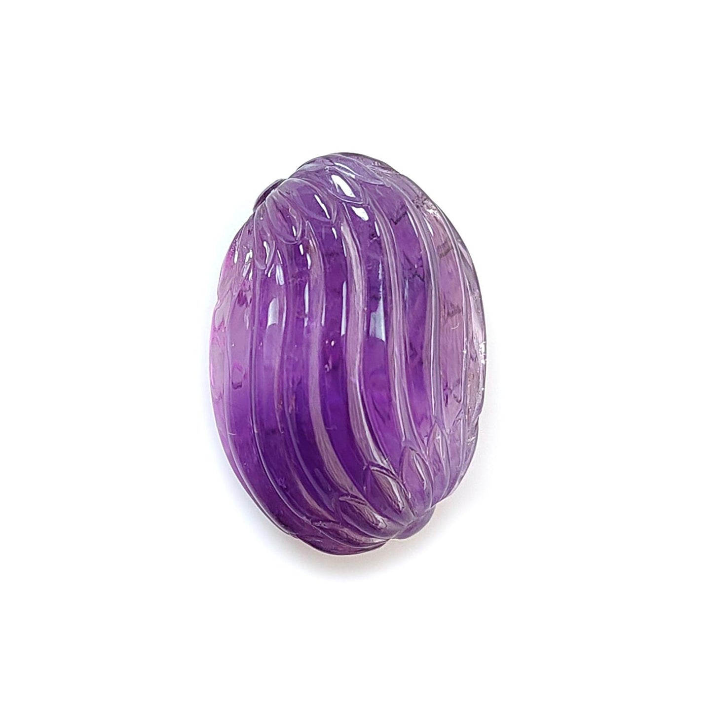 Purple Amethyst Quartz Gemstone Carving: Natural Untreated Unheated Amethyst Hand Carved Oval Shape 1pc for Jewelry February Birthstone
