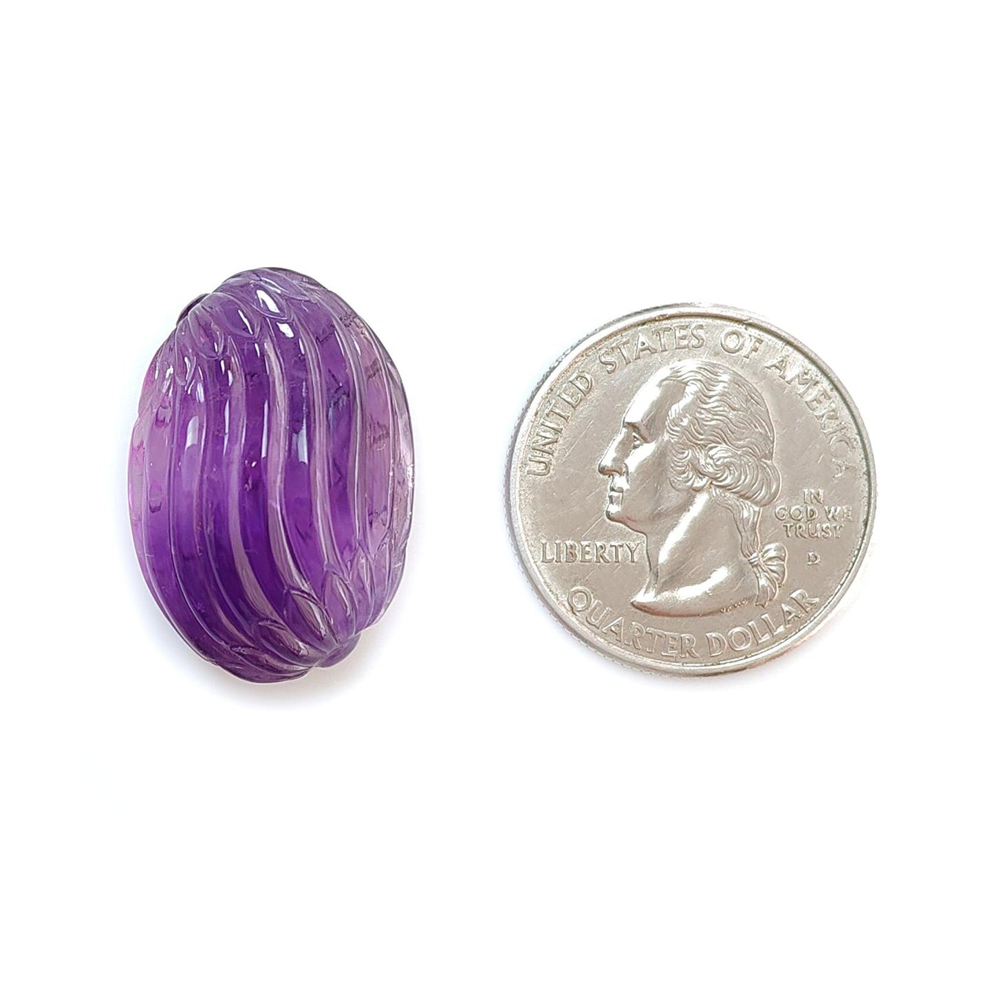 Purple Amethyst Quartz Gemstone Carving: Natural Untreated Unheated Amethyst Hand Carved Oval Shape 1pc for Jewelry February Birthstone