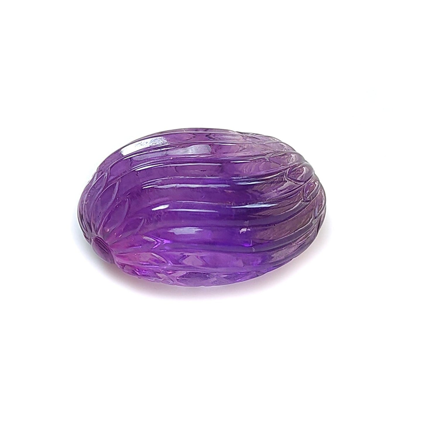 Purple Amethyst Quartz Gemstone Carving: Natural Untreated Unheated Amethyst Hand Carved Oval Shape 1pc for Jewelry February Birthstone