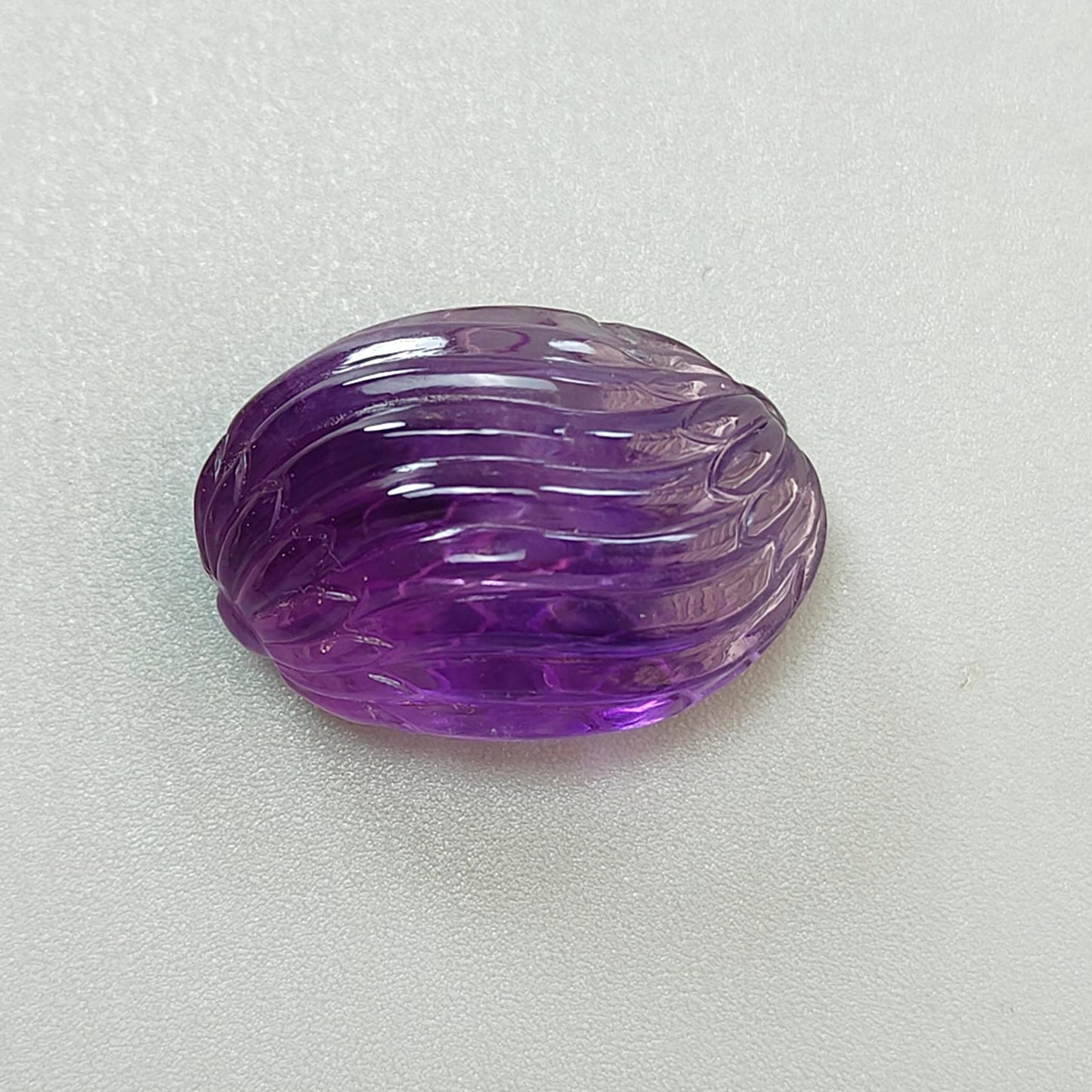 Purple Amethyst Quartz Gemstone Carving: Natural Untreated Unheated Amethyst Hand Carved Oval Shape 1pc for Jewelry February Birthstone