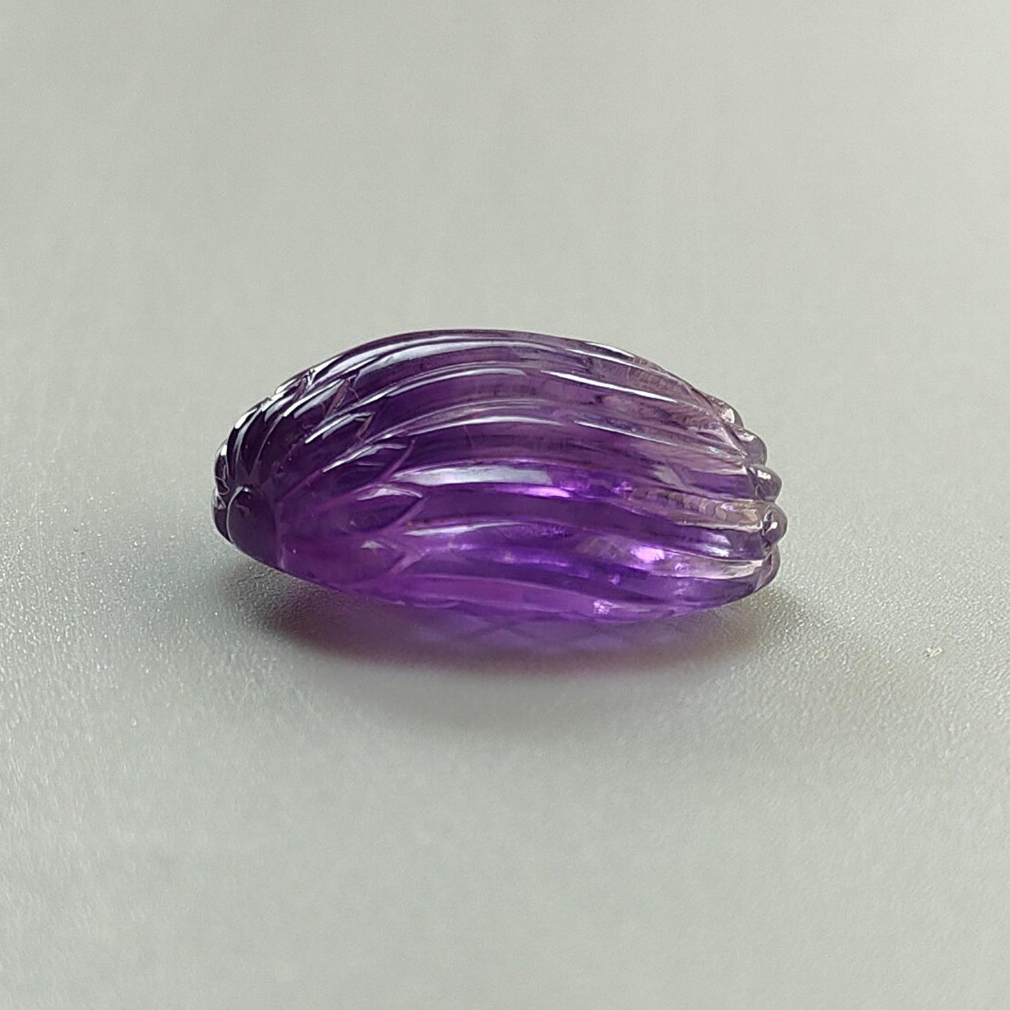 Purple Amethyst Quartz Gemstone Carving: Natural Untreated Unheated Amethyst Hand Carved Oval Shape 1pc for Jewelry February Birthstone