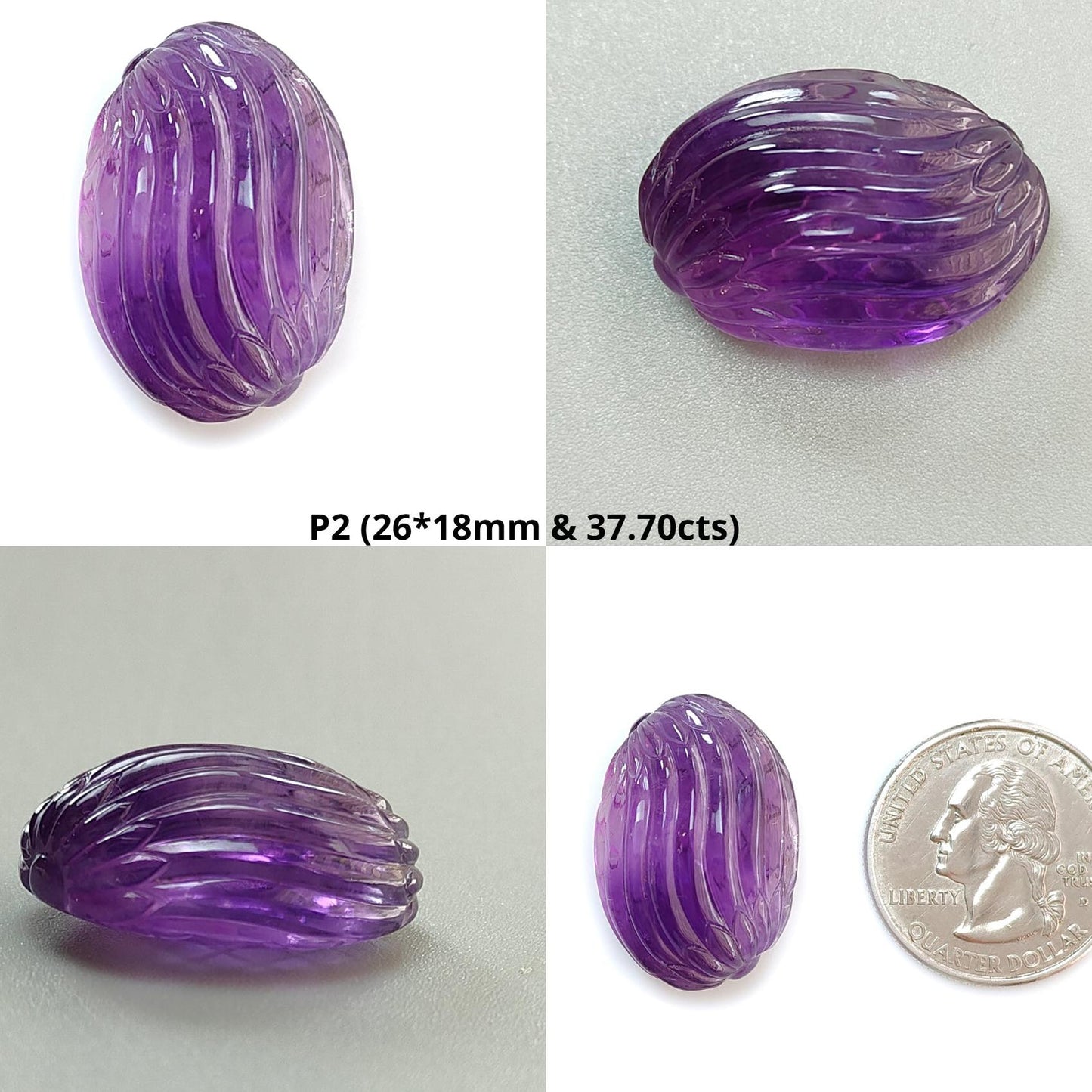Purple Amethyst Quartz Gemstone Carving: Natural Untreated Unheated Amethyst Hand Carved Oval Shape 1pc for Jewelry February Birthstone
