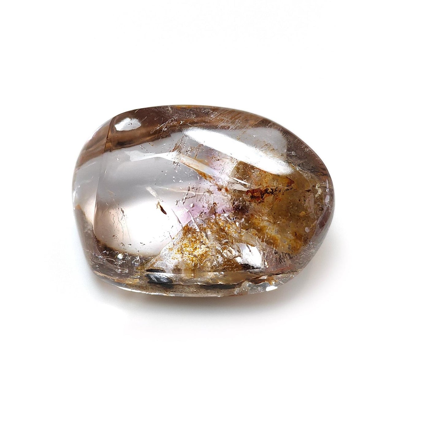 Rutile Amethyst Quartz Gemstone Tumble : 186.80cts Natural Untreated Purple Amethyst Uneven Shape 40*28mm