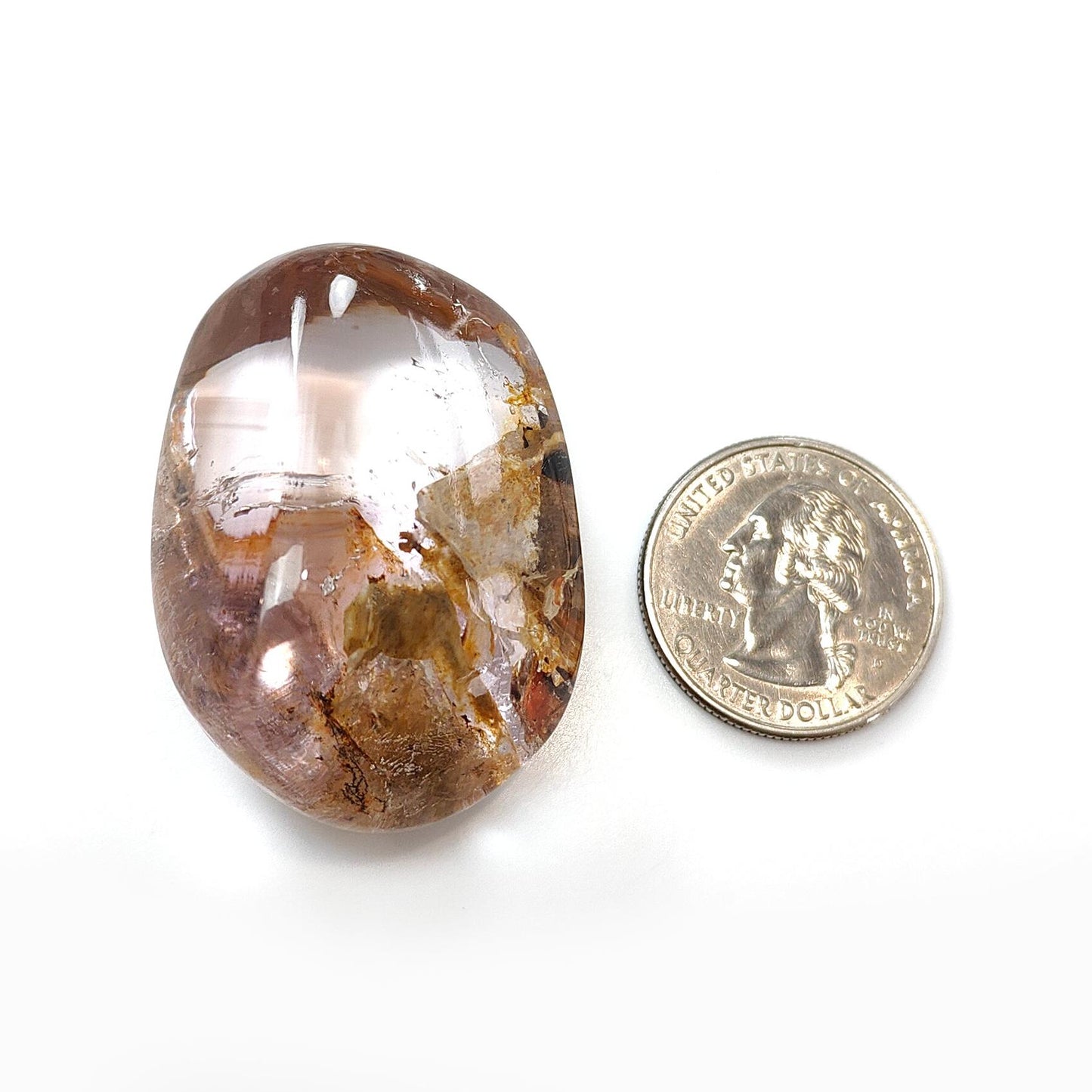 Rutile Amethyst Quartz Gemstone Tumble : 186.80cts Natural Untreated Purple Amethyst Uneven Shape 40*28mm